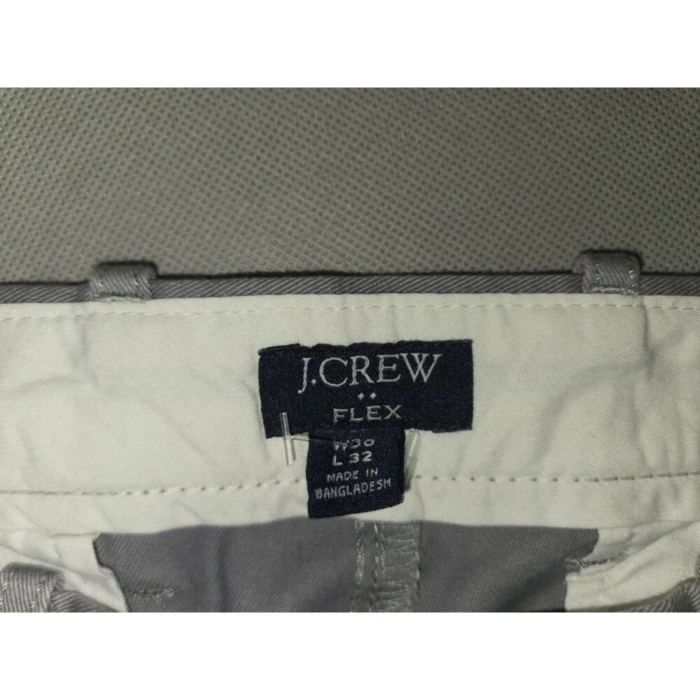 J.Crew Flex Chino Pants Men Slim Fit Grey Size 30x32 Stretch Cotton Flat Front
